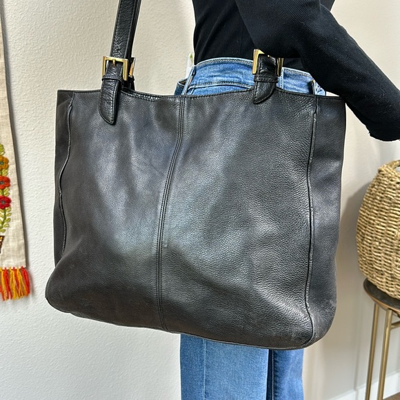 green fields Handbags - GREEN FIELDS large black leather tote shoulder bag